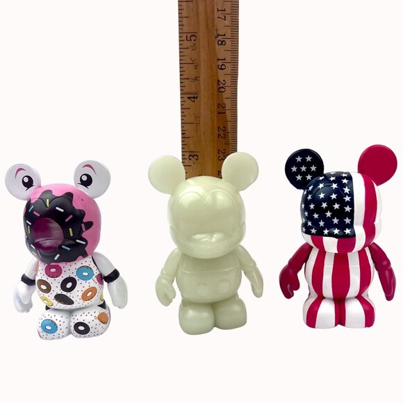 Disney Vinylmation Flag Series Collectible Figures Set Of 3 - Donut, Glow & USA - Picture 12 of 12